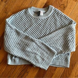 Divided Heather baby blue Open Knit Sweater